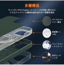 iPhone 15 Pro Max ケース 360°回転スタンドMagSafe対応 カバー スマホケース 米軍MIL規格 耐衝撃 全面保護 ワイヤレス充電 グリーン_画像10