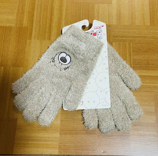 ☆即決・送料込☆新品☆ GLAMLIN 5FINGER NICI コラボ ラブベアー キャメル のびのび 防寒ふわふわあったかメンズレディース グラムリン