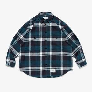 24SS　Lサイズ　WCPO 01 / LS / COTTON. FLANNEL. TEXTILE　ダブルタップス　WTAPS　241TQDT-SHM03　グリーン