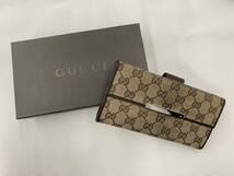 【M】GUCCI グッチ 人気ブランド ブランド財布 長財布 ベージュ 人気 定番 GGキャンバス GG柄 　箱付き_画像1