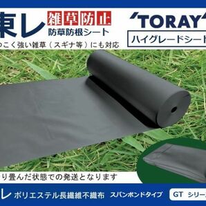 【東レ】（GT ダークグレー 55ｃｍ×2m×10枚） TORAY 雑草防止 ハイグレード 防根 防草シート【スパンボンドタイプ GTシリーズ】 (9)の画像1