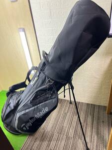 【中古良品】TaylorMade　9.5型　軽量タイプ　スタンド式キャディバック　7分割　黒　テーラーメイド