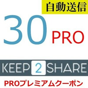 【自動送信】Keep2Share PRO 公式プレミアムクーポン 30日間 通常1分程で自動送信しますの画像1