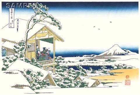 真作保証　東京都伝統工芸品　葛飾北斎 　木版画 　富嶽三十六景 礫川雪ノ旦 　 初版1831-33年（天保2-4年）頃 やはり北斎の木版画は凄い!!