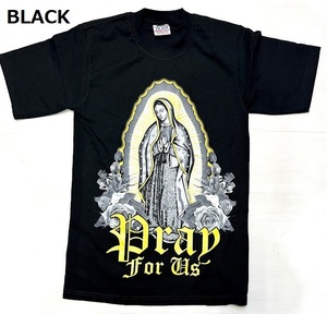 BI45)PRO TEAM マリア様 プリント Tシャツ半袖/BLACK/LA/HIPHOP/2XL/USサイズ/大きいサイズ