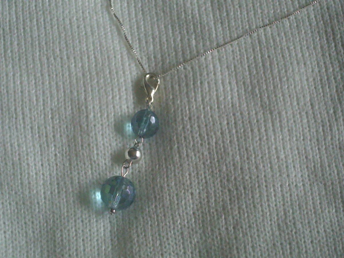 ★★★ Colgante en forma de Y de plata 925 y Aqua Aura hecho a mano Nuevo ★★, Hecho a mano, Accesorios (para mujeres), collar, colgante, gargantilla