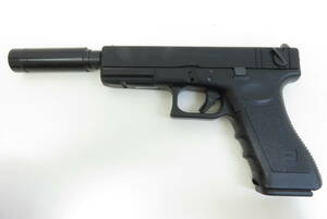 16297 ロ604-088　グロック　サイレンサー付　ガス漏れあり　GLOCK 18C　AUSTRIA　9×19　SMYRNA 　ガスガン　中古品　ヤ60