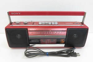 16316 上604-062　ラジカセ　CFS-E20　SONY ソニー　レッド 赤　カセットデッキ　レトロ　オーディオ機器　中古品　ヤ80