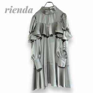 rienda リエンダ　サテンフリルH/NミニOP サテンフリルミニワンピ　F ワンピース　サテン　フリル　フォーマル　ドレス