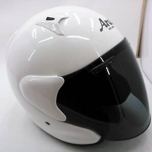 【送料無料】美品 Arai アライ MZ-F GLASS WHITE グラスホワイト Lサイズ スモークシールド付き ジェットヘルメットの画像6