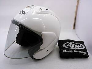 【送料無料】美品 Arai アライ SZ-RamⅢ SZ-Ram3 GLASS WHITE グラスホワイト Lサイズ ジェットヘルメット