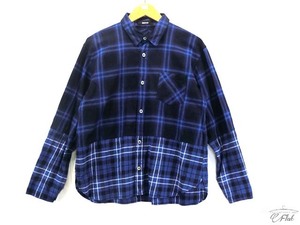 ズッカ ZUCCa ZU81FJ256　シャツ　長袖　チェック　BLUE　M