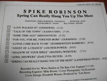 【CD】スパイク・ロビンソン Spike Robinson / Spring Can Really Hang You Up The Most ピーター・インド参加 (Capri 1985) 　_画像2