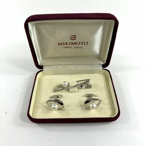 ☆美品☆ MIKIMOTO 本真珠 ネクタイピン カフスボタン アクセサリー ヴィンテージ レディース メンズ SILVER RK