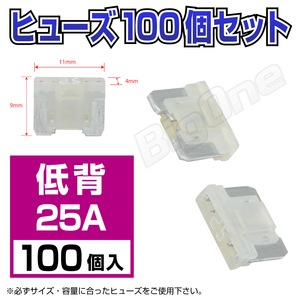 BigOne low . flat type fuse 25A ASM 100 piece set DC12V car DC24V car 