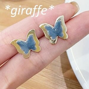 B390 Анонимная доставка Серьера Женская Год Клип Два -Layer Butterfly Gold Butterfly милые голубые аксессуары