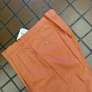 【新品】《夏物》ビッグサイズ ゴルフ カジュアル スラックス サイズ 120cm 2タック 日本製 MADISONオレンジ色 ギンガムチェック柄 特大の画像1