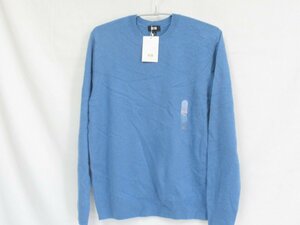 ○ 未使用タグ付き UNIQLO ユニクロ カシミヤクルーネックセーター（長袖）Sサイズ ブルー系 351-460943 メンズ