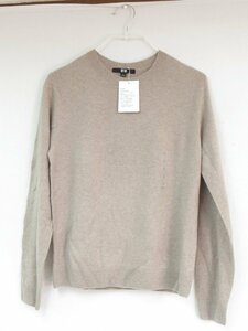 ○ 未使用タグ付き UNIQLO ユニクロ 3Dカシミヤクルーネックセーター（長袖）Sサイズ ベージュ系 251-461079 レディース