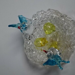 ガラス細工 ミニチュア 果物かご フルーツバスケット 野菜 小鳥 青い鳥 鳥の巣と卵 ピエロ レトロの画像7