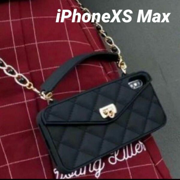 iphone XS Max ケース ショルダーストラップ付き ブラック
