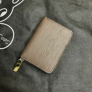 [ rice field middle leather .] compact purse epi leather Zippy wallet round fastener coin case men's 1 jpy selling up Brown men's purse 