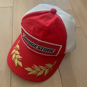 90s【BRIDGESTONE】ブリヂストン BOX LOGO MESH CAP メッシュキャップ オフィシャル物 ブリジストン F1 レース ハーレー バイク レーシング