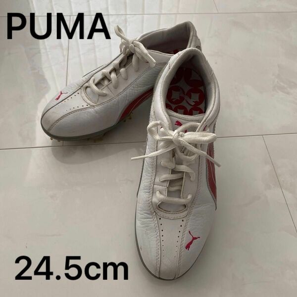 プーマ　PUMA ゴルフシューズ　ゴルフスパイク　 スニーカー ホワイト 靴　レディース　24.5cm ゴルフ　スパイク