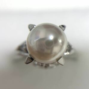 パール リング 真珠 指輪 PM900 プラチナ ダイヤ付き 総重量約5.4ｇ 真珠リング Pt900の画像3