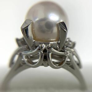 パール リング 真珠 指輪 PM900 プラチナ ダイヤ付き 総重量約5.4ｇ 真珠リング Pt900の画像2