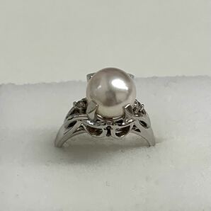 パール リング 真珠 指輪 PM900 プラチナ ダイヤ付き 総重量約5.4ｇ 真珠リング Pt900の画像1