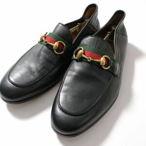 グッチ GUCCI 極美品 ビットローファー/シェリー/ ブラック×ゴールド 6（5175)aadie