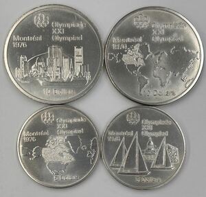 ♪1円～1976年　モントリオールオリンピック 記念貨幣　カナダ銀貨　（5ドル×2枚 10ドル×2枚／計4枚 ）