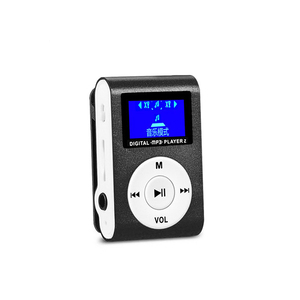 MP3 player aluminium LCD screen attaching clip microSD type MP3 player black x1 pcs * free shipping outside fixed form 