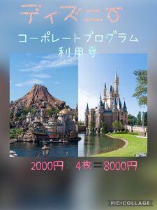 東京ディズニーリゾートコーポレートプログラム利用券◯2000円×4枚＝8000円分◯有効期限:2025年3月31日