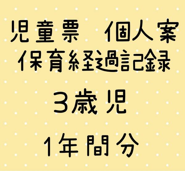 児童票　3歳児　年少　1年間分　個人案　個別記録　個人記録　保育経過記録　保育園　幼稚園