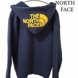 【人気】ノースフェイス ジップ パーカー 刺繍 M フードロゴ ネイビー THE NORTH FACE