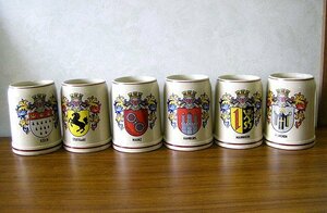 ★ドイツ製　ビールジョッキ　６点セット　陶器　中古品　アンティーク・骨董　af