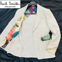 ★極上の清涼感 リネン100%【超美品】 Paul Smith ポールスミス ハイクオリティーブランド COLLECTION 春・夏快適『麻100%』 ジャケット L_画像1