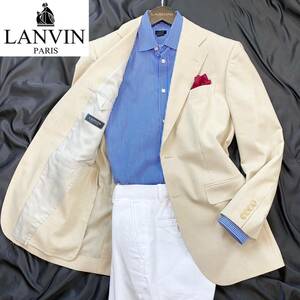 ★春・夏 快適【美品】ランバン LANVIN ☆『サマーウール』素材 立体織り メランジ 通気性抜群・着心地◎ ストレッチ ジャケット (M程度)