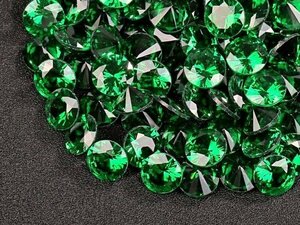 * green color Cubic Zirconia loose 8mm. together large amount approximately 50 piece set human work diamond round brilliant cut Nw65