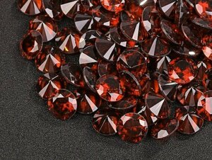 * red color Cubic Zirconia loose 8mm. together large amount approximately 50 piece set human work diamond round brilliant cut Nw67