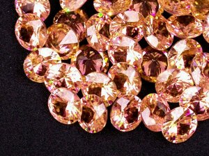 * champagne color Cubic Zirconia loose 10mm. together large amount approximately 25 piece set human work diamond round brilliant cut Nw95