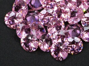 * pink color Cubic Zirconia loose 12mm. together large amount approximately 15 piece set human work diamond round brilliant cut Nw89