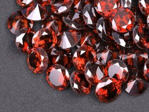 * red color Cubic Zirconia loose 10mm. together large amount approximately 25 piece set human work diamond round brilliant cut Nw62