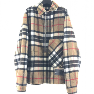 【中古】we11done CAMEL WD CHECK ANORAK WOOL SHIRT サイズ：L ウェルダン キャメル チェック アノラック ウール シャツ ブ[240017617522]