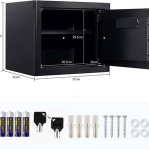 金庫 テンキー式 電子金庫 防犯金庫 緊急キー付き 家庭用 店舗用 壁付け対応 警報アラーム付き 事務所 ホテル 旅館 店に適し 28L SKU40の画像2