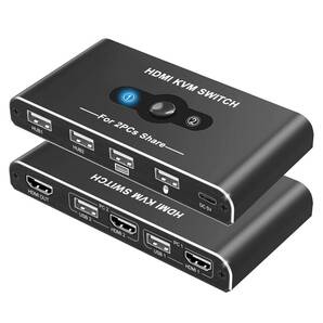 KVMスイッチ HDMI 2入力1出力 Movcle KVM USB 切替器 パソコン2台 キーボード/マウス/ディスプレイ1台共有できる切り替え器 4K@60HZ SKU61