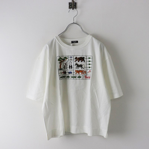 未使用 マーブルシュッド marble SUD アニマル刺繍 ハーフスリーブTシャツ F/ホワイト【2400013822589】