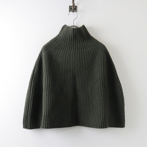 定価2.9万 サクラ SACRA EX.FINE LAMBWOOL ニットポンチョ 38/カーキ トップス【2400013849876】